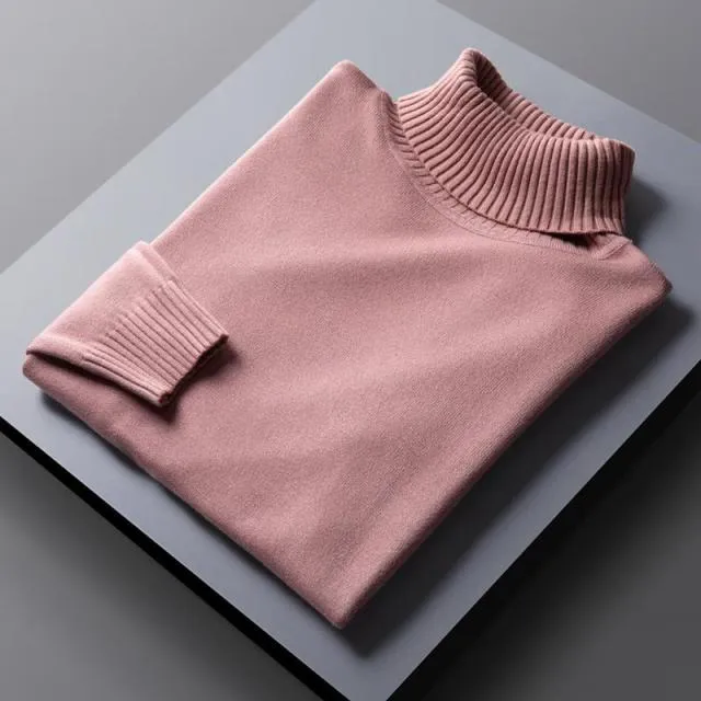 Classic Solid Style Turtleneck Knit Sweaters