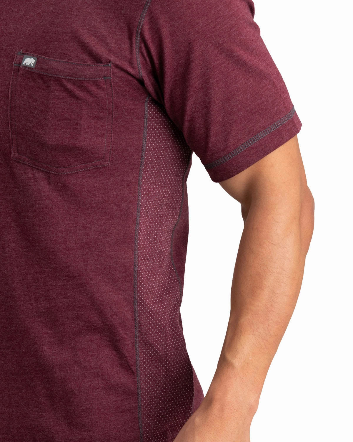 Tall Length gender-neutral Berne Mens Maroon Cotton Blend WorkVent Performance Pocket Tee S/S