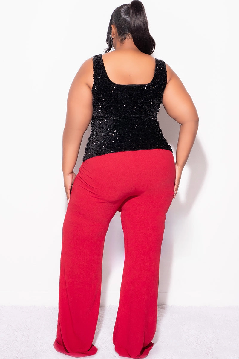 Final Sale Plus Sleeveless Sequin Size Top in Black Sweat Wicking Liner