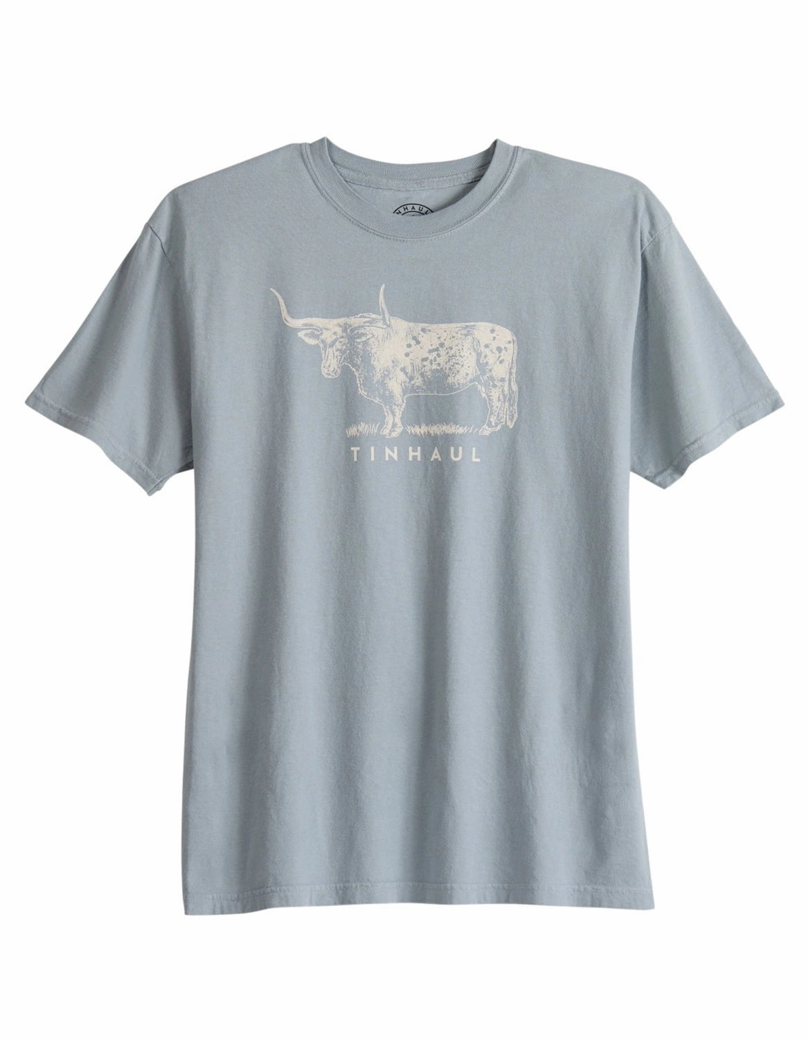 Tin Haul Mens Bull Standing Grey 100% Cotton S/S T-Shirt Stretch Waist