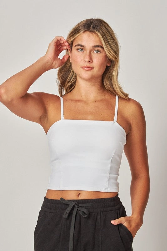 Quick-Dry Fabric Clay Double Layered Spaghetti Strap Padded Tube Top