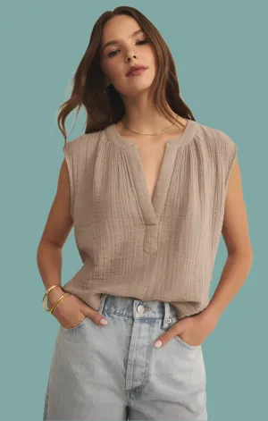 BuiltInLayer Wear Resistant Fabric Cliffside V-Neck Airy Gauze Top