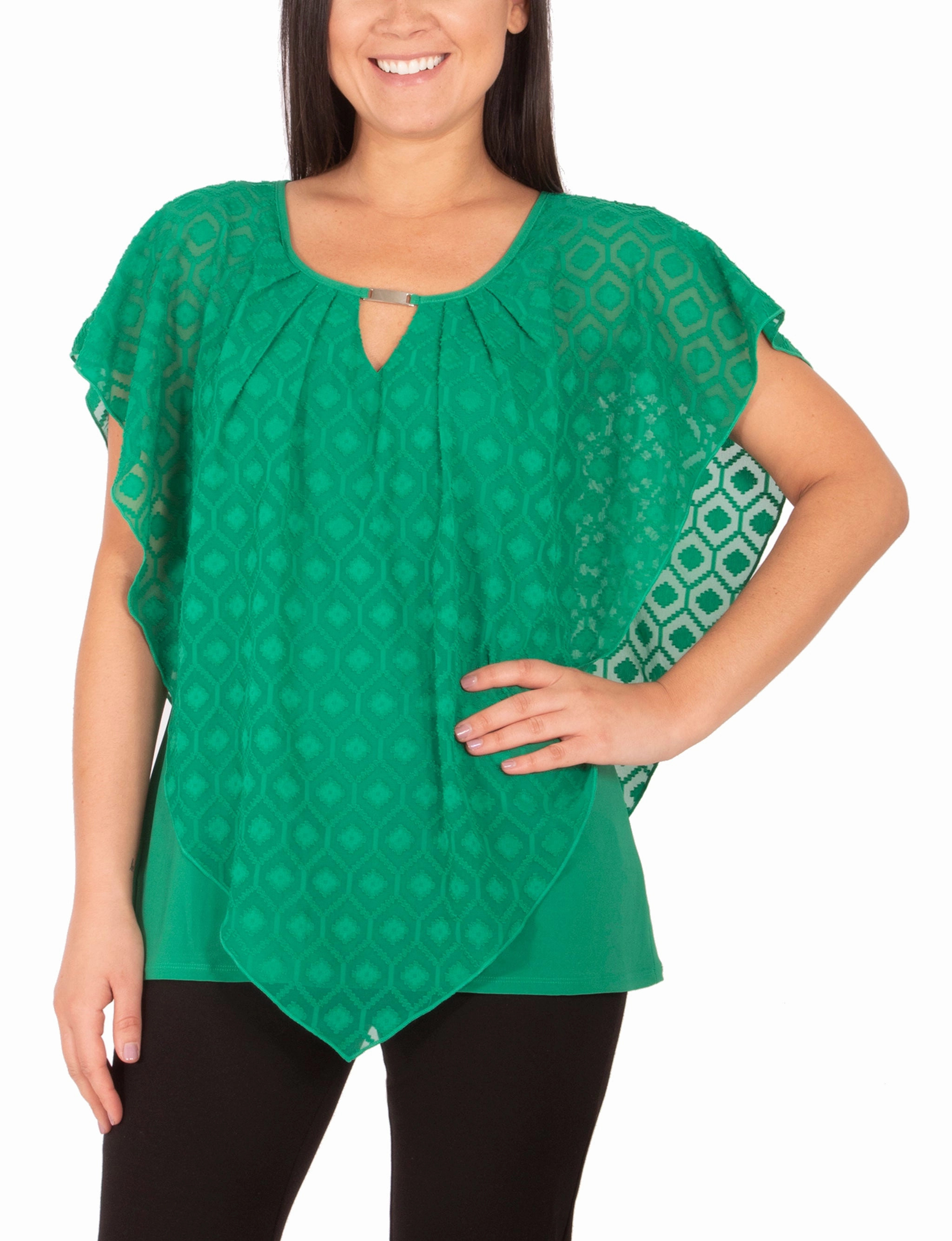 Clipdot Poncho Top With Hardware Ethical production Adjustable Hem Cuff