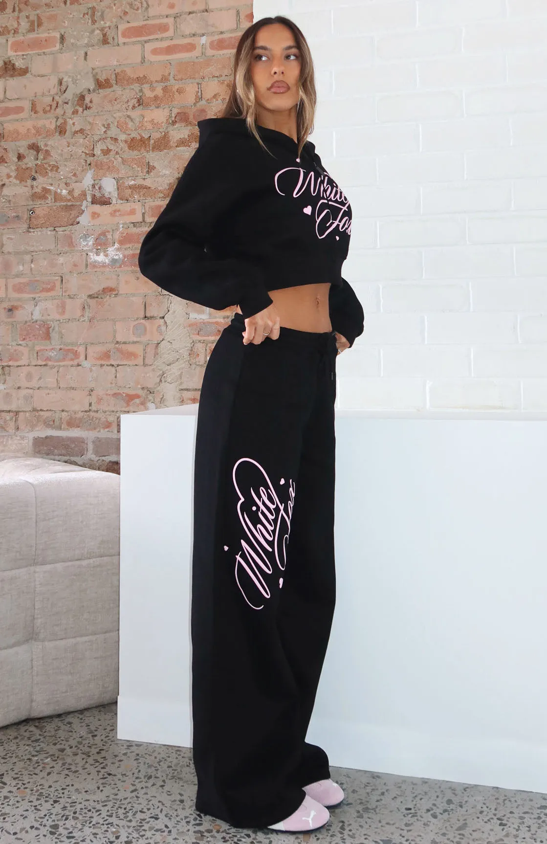 Travel Comforted Simple Comforted Love You Regardless Wide Leg Sweatpants Black