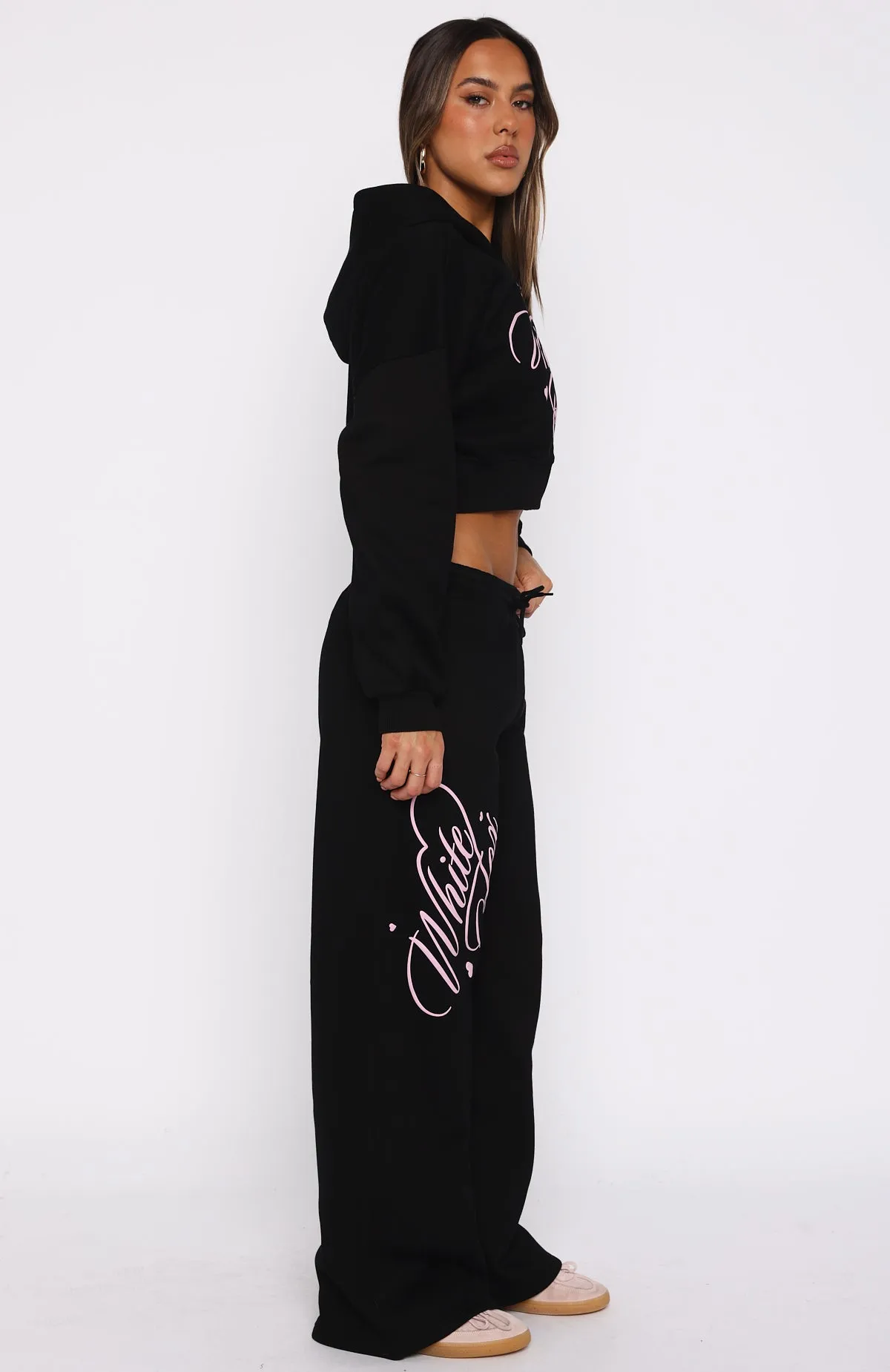 Fall Ready Breathable Liner Integration Love You Regardless Wide Leg Sweatpants Black