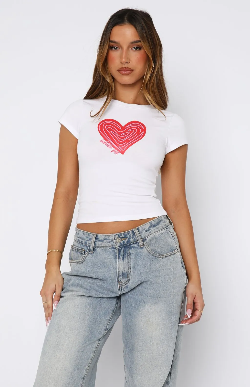 ComfortStretch HighCollar Design Save Your Heart Baby Tee White