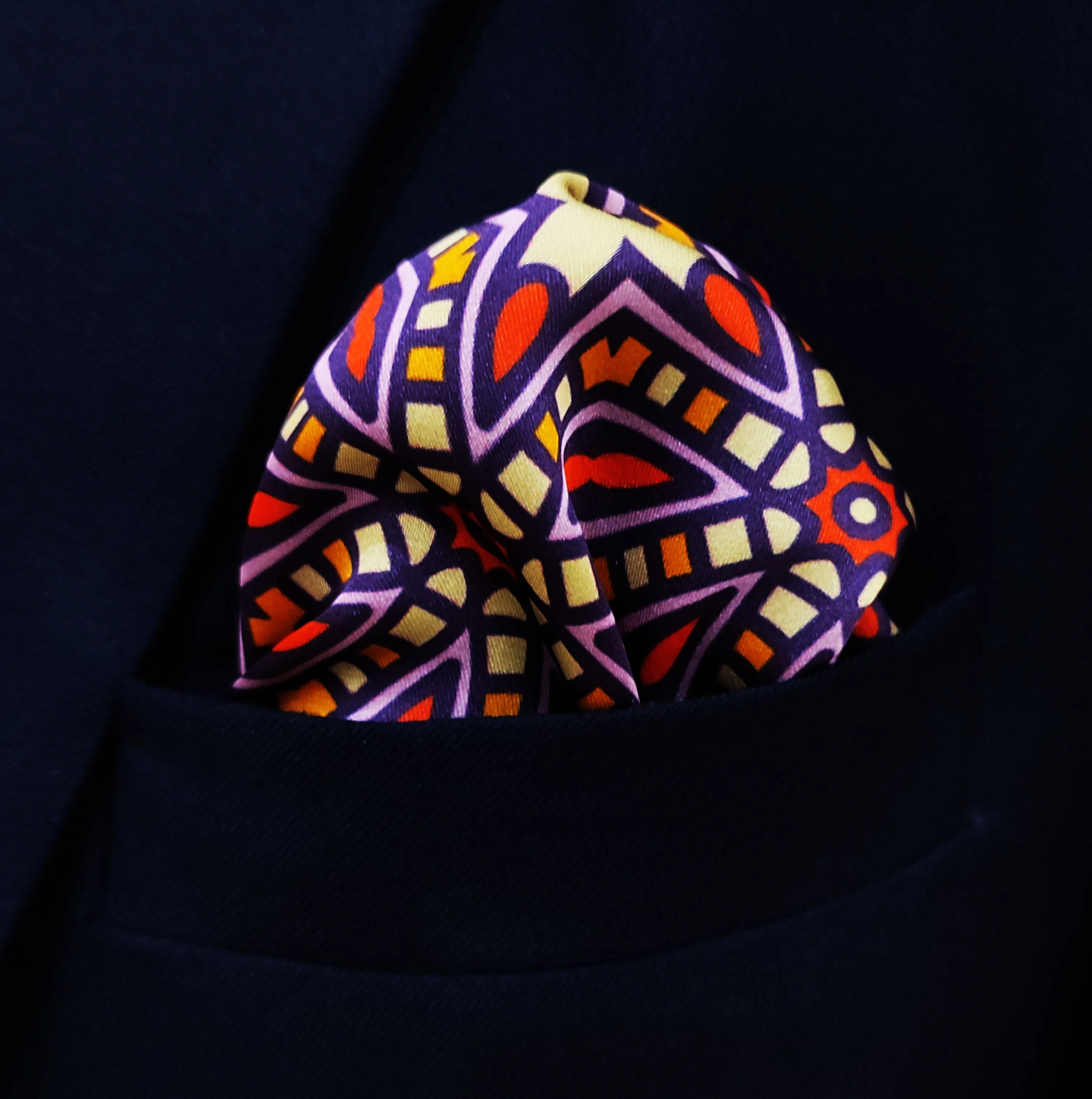 Colourful abstract art silk pocket square