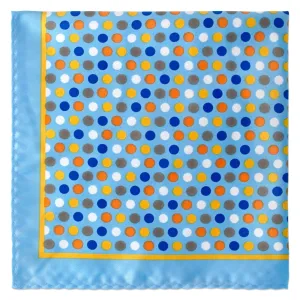 Colourful Bubble Dots Pocket Square in Light Blue J