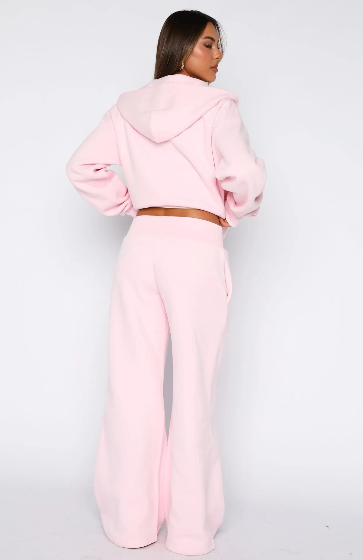 Come A Long Way Wide Leg Sweatpants Pink Breathable Texture