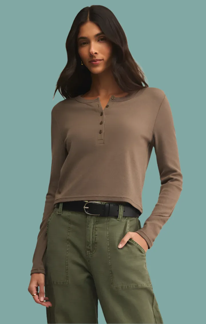 Cold Wash Optimized Layering Options Ferris Cropped Henley Top