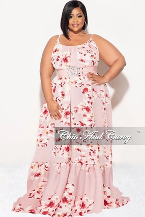 Vintage Wash Final Sale Plus Size Maxi Dress with Spaghetti Straps in Mauve Floral Print