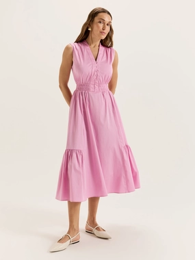 Leolin Sundress Flattering Waistband Fit Flowing Layers