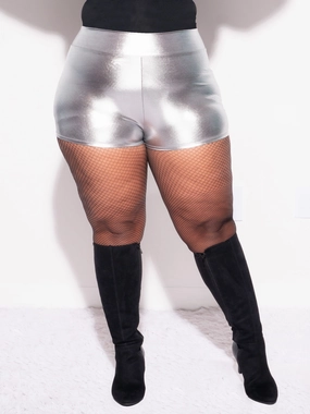 QuickDryTechnology Final Sale Plus Size Shorts with Flat Front & No Ruching in Silver
