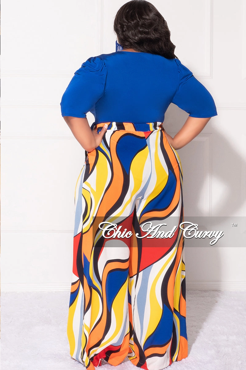 Final Sale Plus Size Faux Wrap Bodysuit in Royal Blue Core Basic