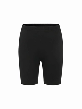 Final Sale Plus Size Cotton Biker Shorts in Black Utility Fit Tapered leg