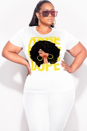 Decorative stitching SoftCottonBlend Final Sale Plus Size Oversized Unisex Fit White Unapologetically Dope T-Shirt