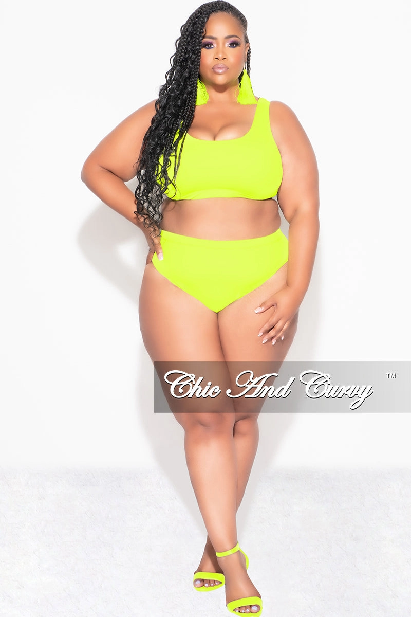 Tough Materials Roomy Fit Final Sale Plus Size Bikini Set in Neon Yellow