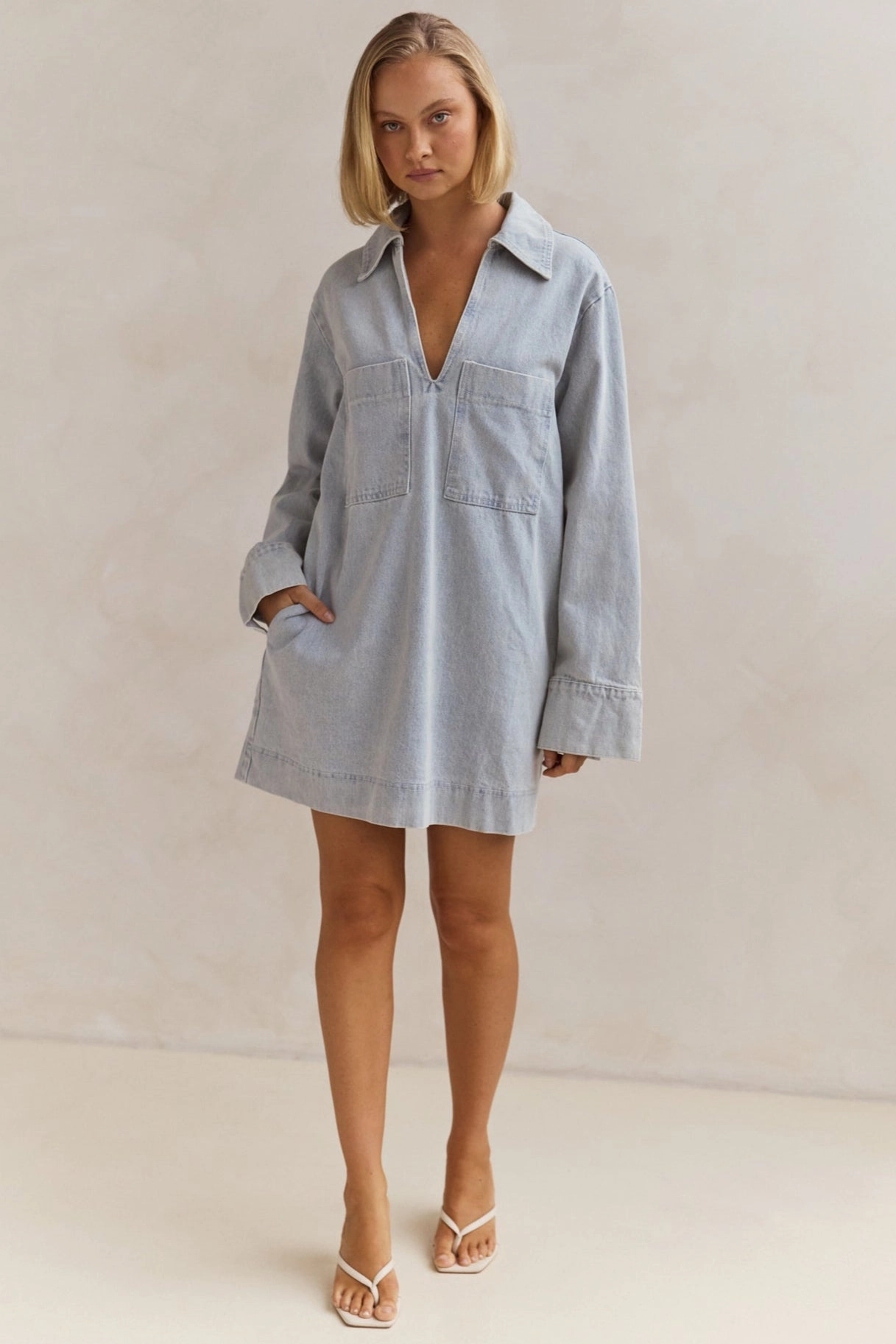 Tara Long Sleeve Dress (Light Blue) Golden Scene Cute Touch