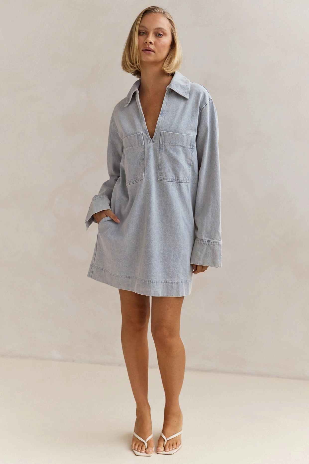 Tara Long Sleeve Dress (Light Blue) Delicate Edge