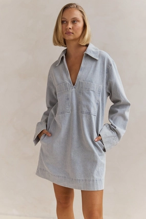 Tara Long Sleeve Dress (Light Blue) Subtle Mood
