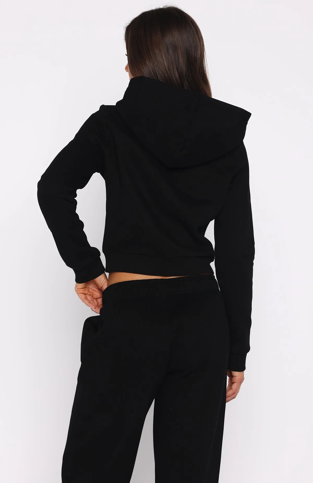 Thermochromic Fiber Applications StretchWeave Fabric Comfy And Cute Slim Zip Front Hoodie Black