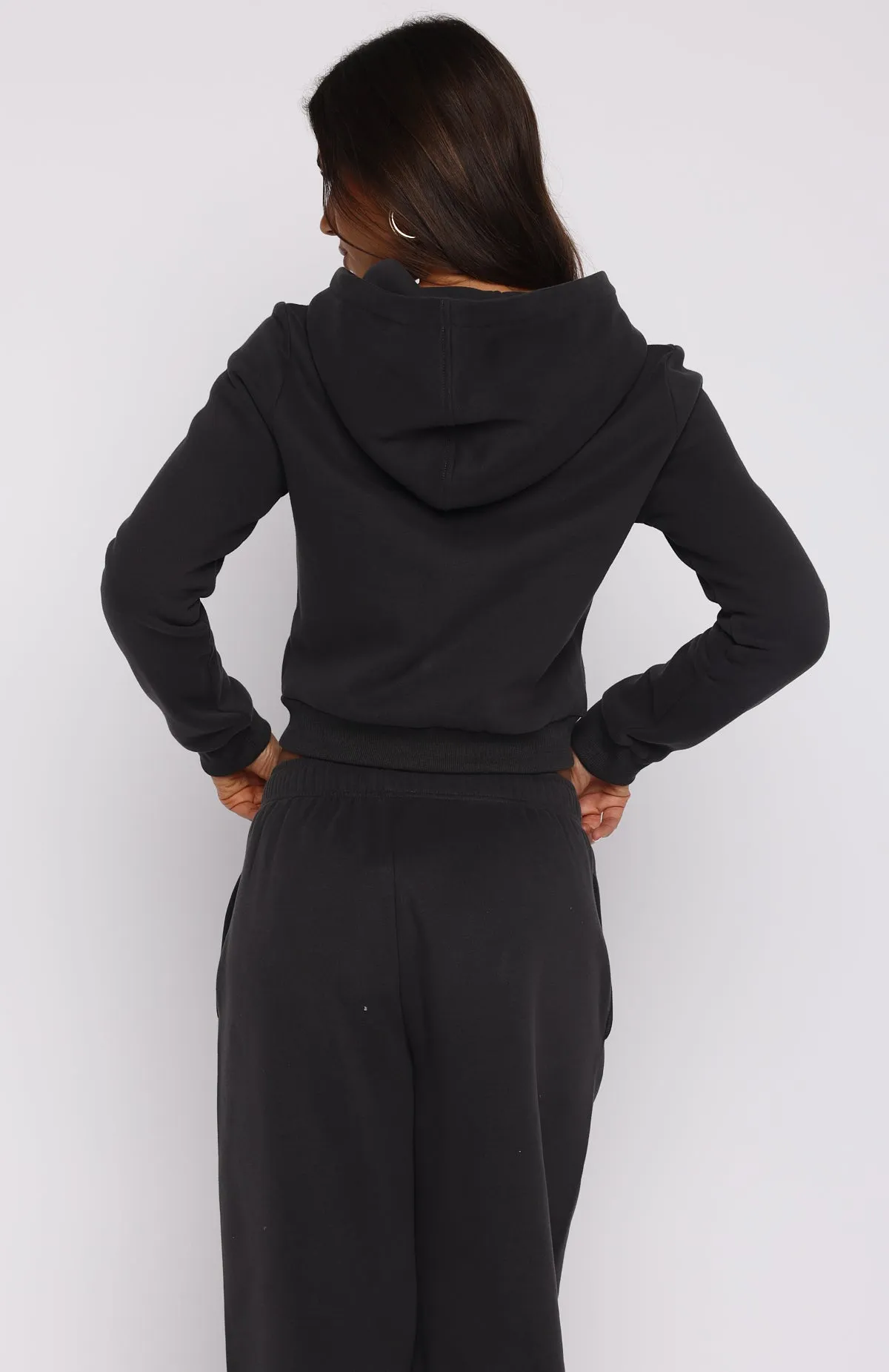 Biodegradable Fabric Comfy And Cute Slim Zip Front Hoodie Charcoal