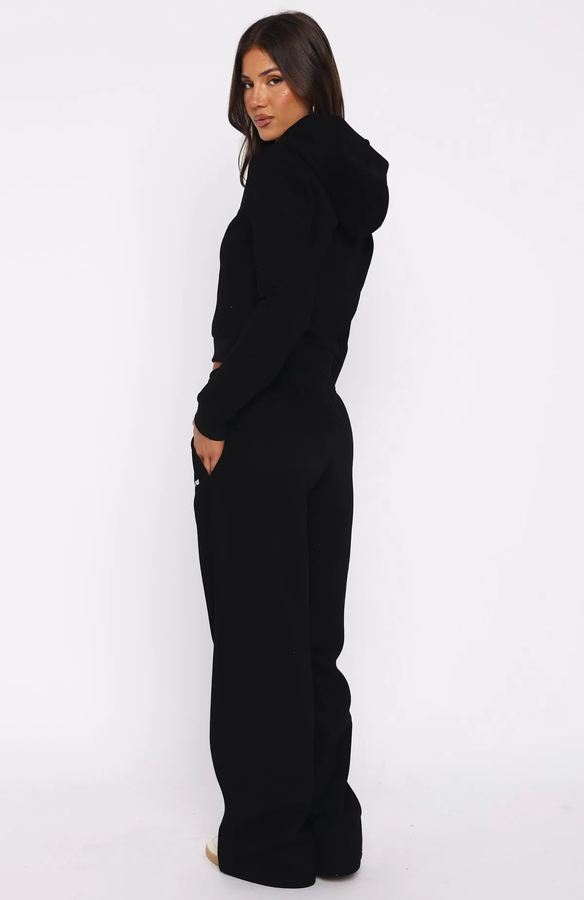 UVProtective Knit Density EcoFriendly Dye Comfy And Cute Wide Leg Sweatpants Black