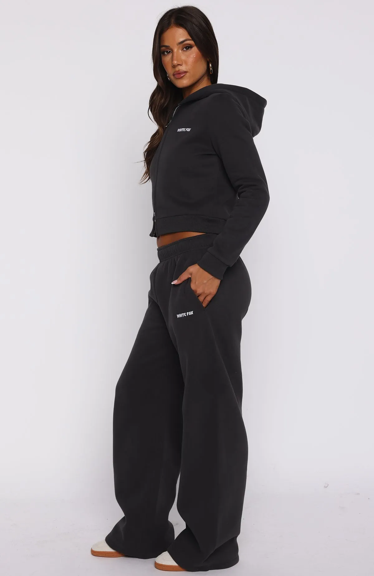 Comfy And Cute Wide Leg Sweatpants Charcoal Indoor Layer Cold Mornings