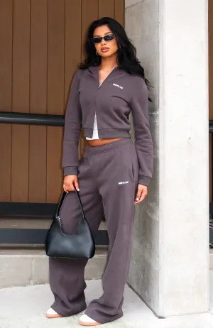 Comfy And Cute Wide Leg Sweatpants Charcoal Smart Style HighElastic Recovery
