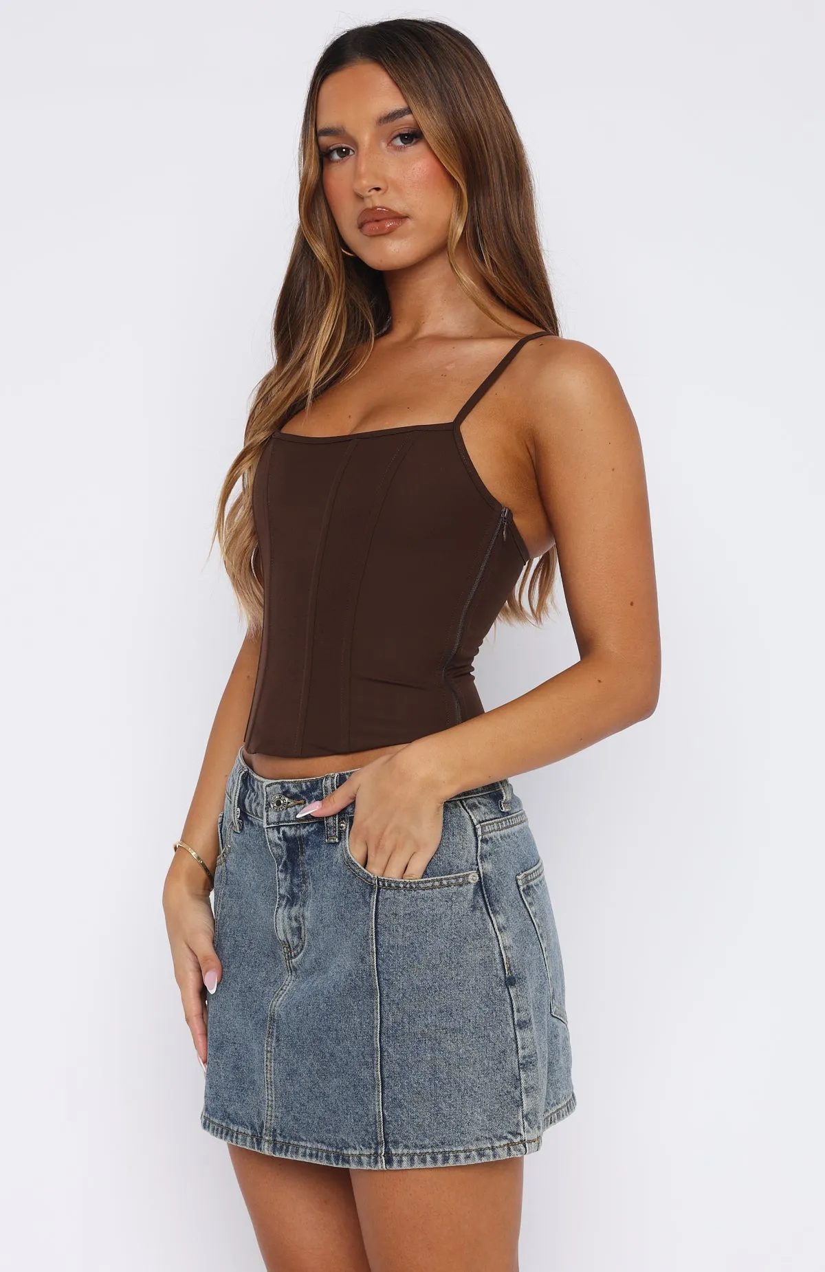 Interlock Stitching Jealousy Bustier Chocolate