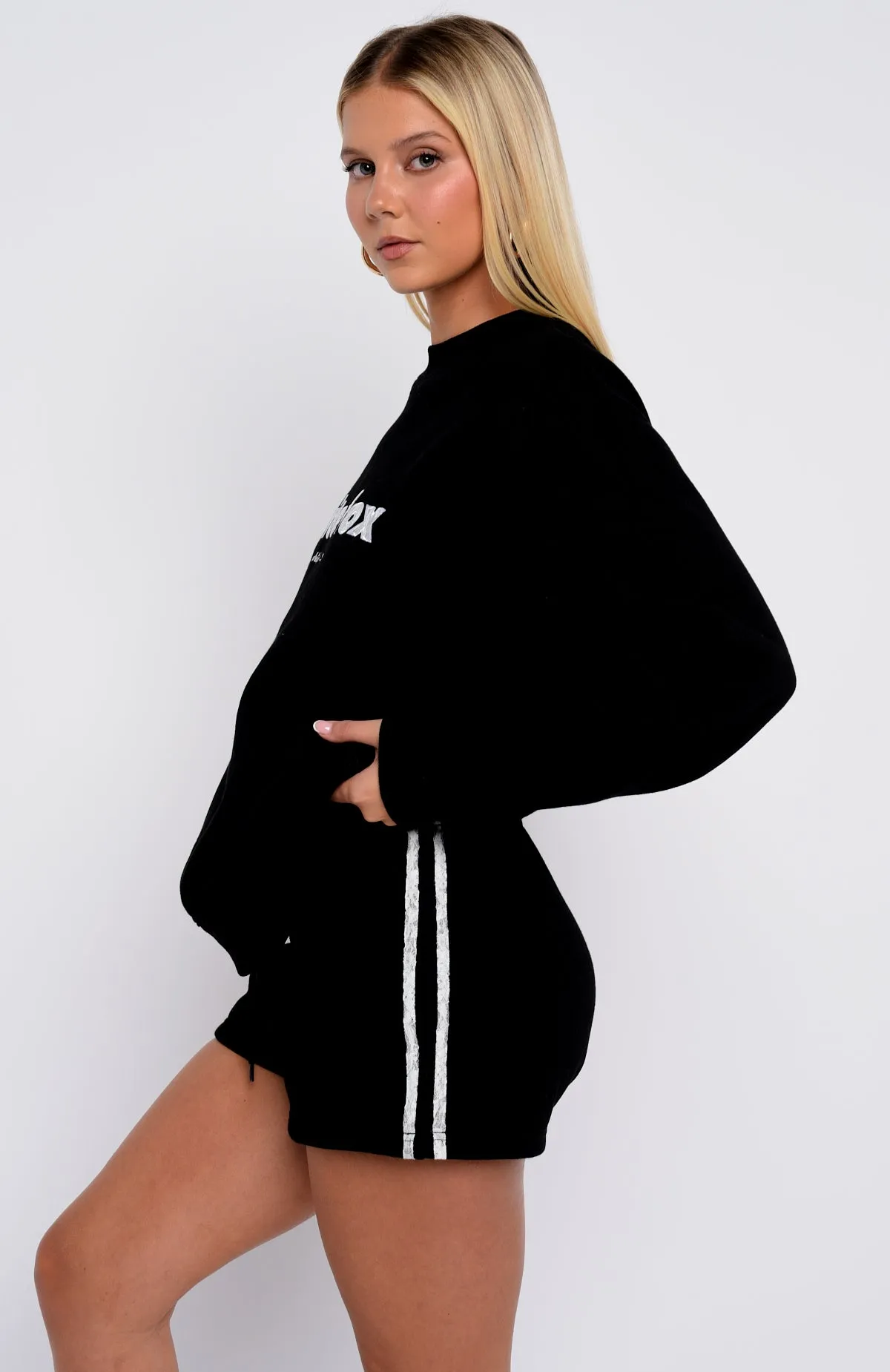 Gave You Everything Oversized Sweater Black Interlock Knit Body