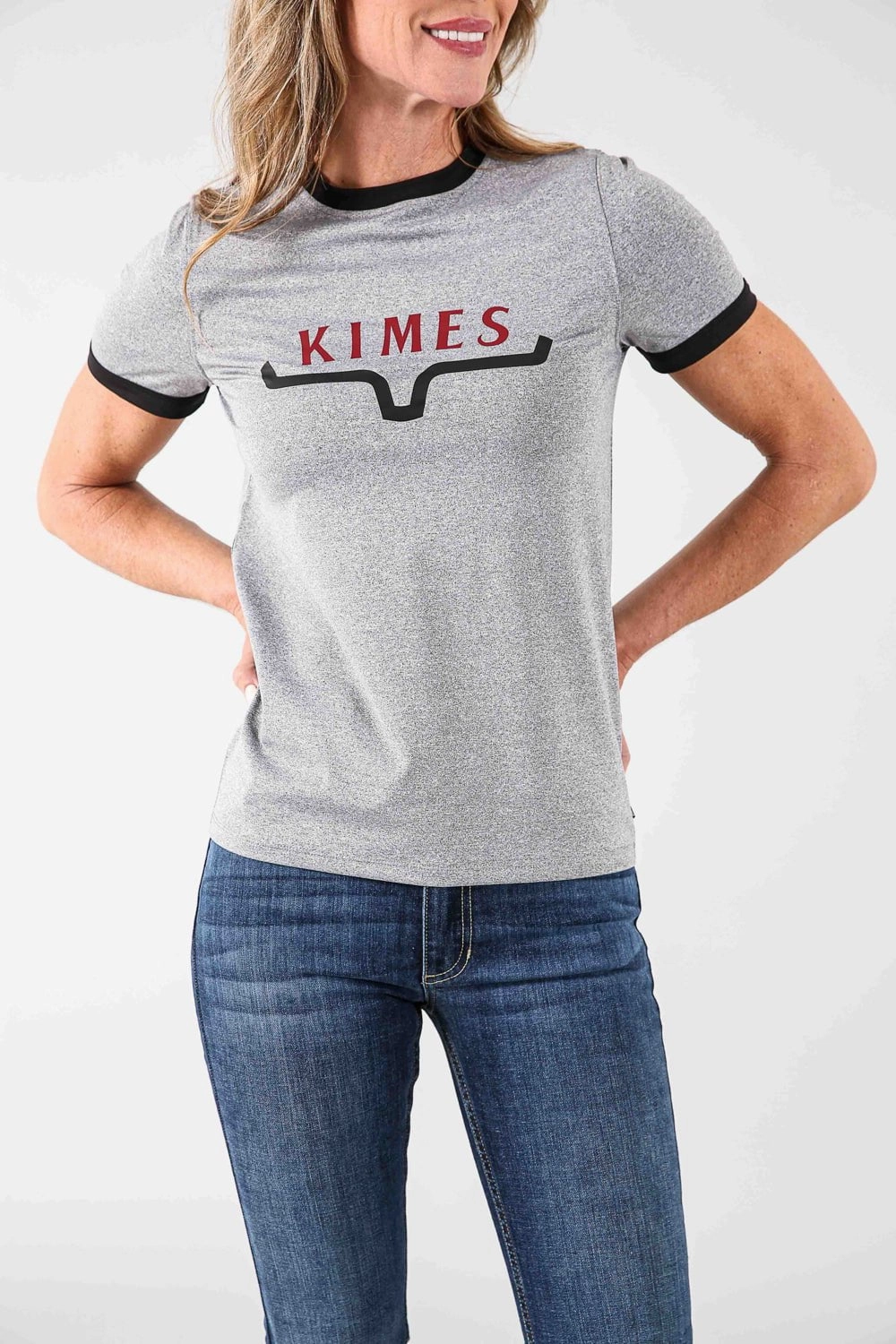 Wrinkle Free Care Kimes Ranch Womens Fast Tech T Grey Heather Polyester Blend S/S T-Shirt