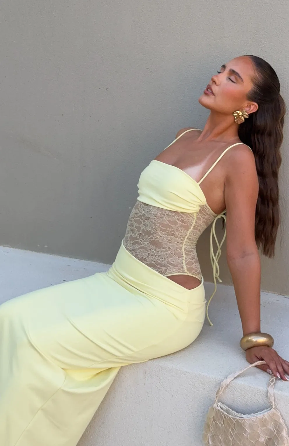 Compliment Me Maxi Dress Lemon UVProtective Coating