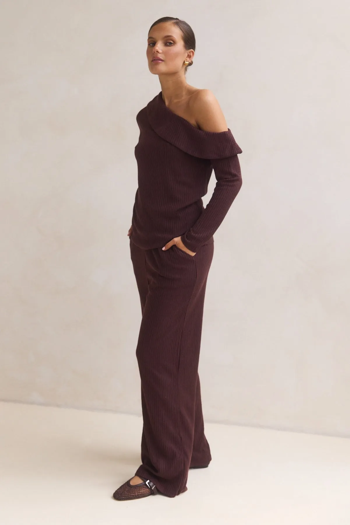 Ellie Knit Set (Chocolate) Layered Panel Construction