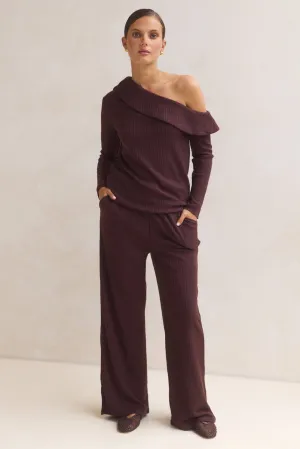 Buttery Soft Handfeel Yarn Dye Stripe Ellie Knit Set (Chocolate)