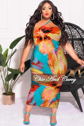 Final Sale Plus Size Sleeveless Double Spaghetti Strap One Shoulder BodyCon Dress in Yellow Turquoise Orange Pink and Red Quick Comfort Fit Comfort Base