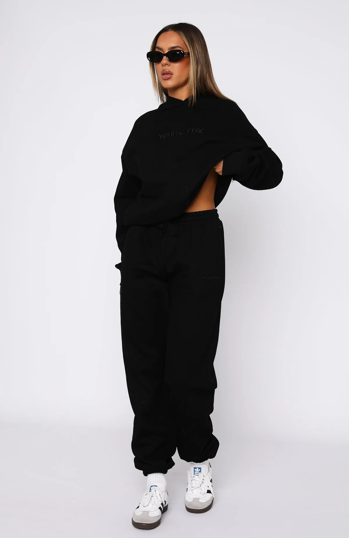 Lightweight Stretch Fabric Stay Lifted Oversized Hoodie Black