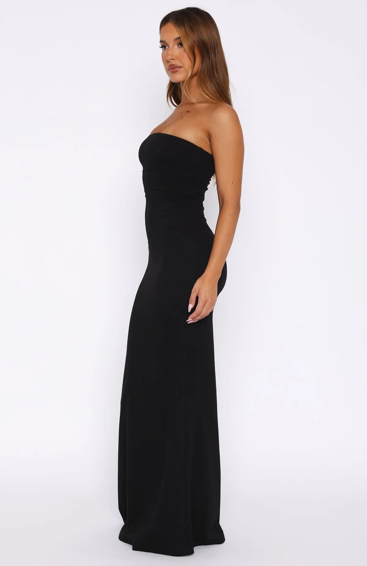 Thermoregulating Fabric Biodegradable Fiber Blend Confidence Is Key Strapless Maxi Dress Black