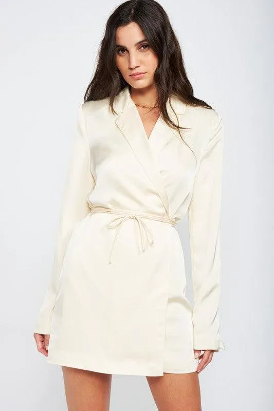 Contemporary Chic | Wrapped Blazer Mini Dress with Drawstring