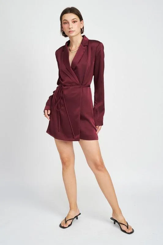 Contemporary Chic | Wrapped Blazer Mini Dress with Drawstring