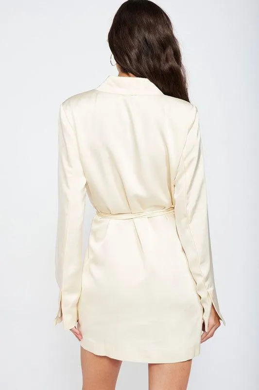 Contemporary Chic | Wrapped Blazer Mini Dress with Drawstring