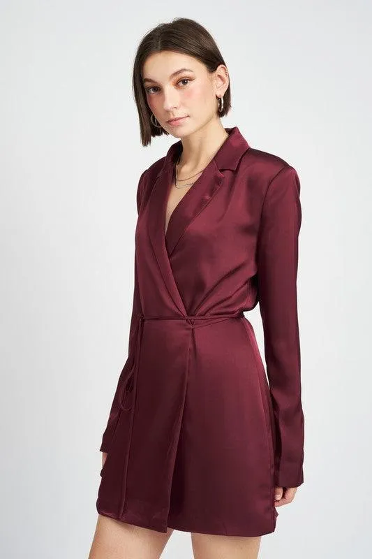 Contemporary Chic | Wrapped Blazer Mini Dress with Drawstring