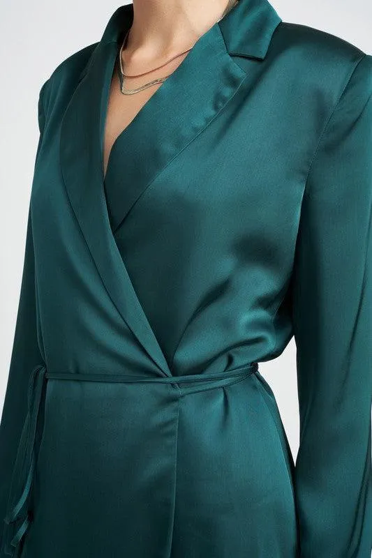 Contemporary Chic | Wrapped Blazer Mini Dress with Drawstring