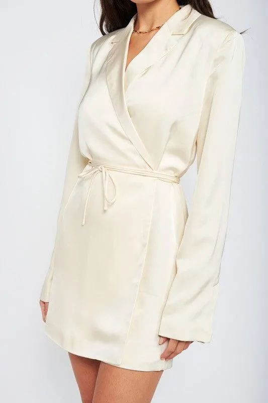 Contemporary Chic | Wrapped Blazer Mini Dress with Drawstring