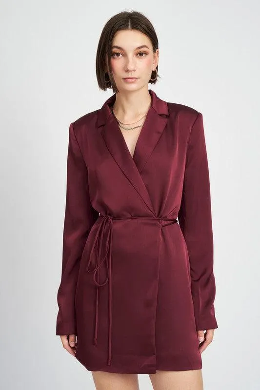 Contemporary Chic | Wrapped Blazer Mini Dress with Drawstring