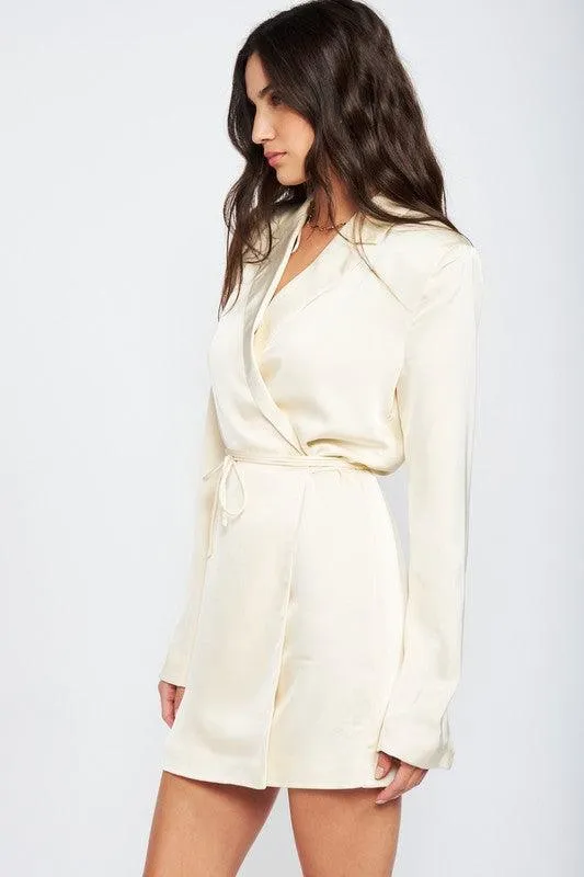 Contemporary Chic | Wrapped Blazer Mini Dress with Drawstring