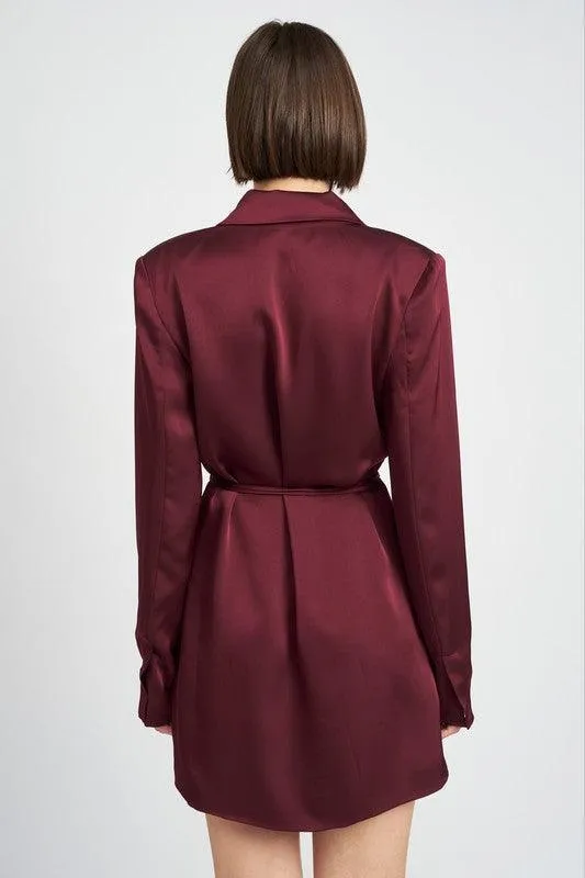 Contemporary Chic | Wrapped Blazer Mini Dress with Drawstring