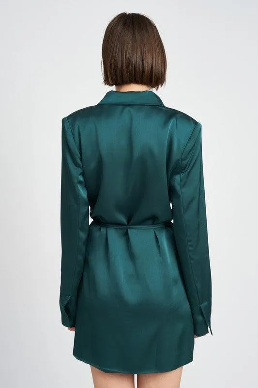Contemporary Chic | Wrapped Blazer Mini Dress with Drawstring