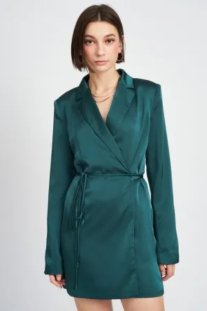 Contemporary Chic | Wrapped Blazer Mini Dress with Drawstring