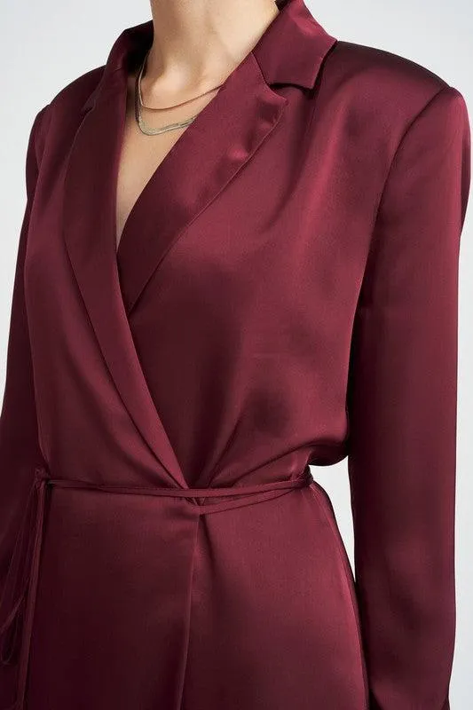 Contemporary Chic | Wrapped Blazer Mini Dress with Drawstring